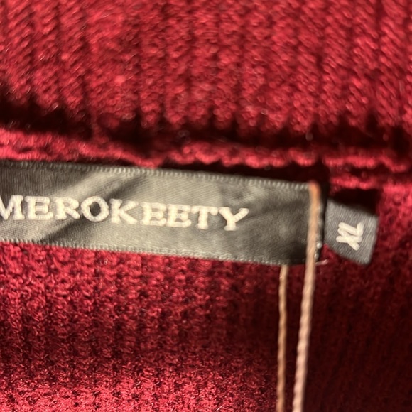 Meerokeety NWT Women’s LS Open Front Waffle Knit Cardigan Color Maroon Size XL - Picture 3 of 4